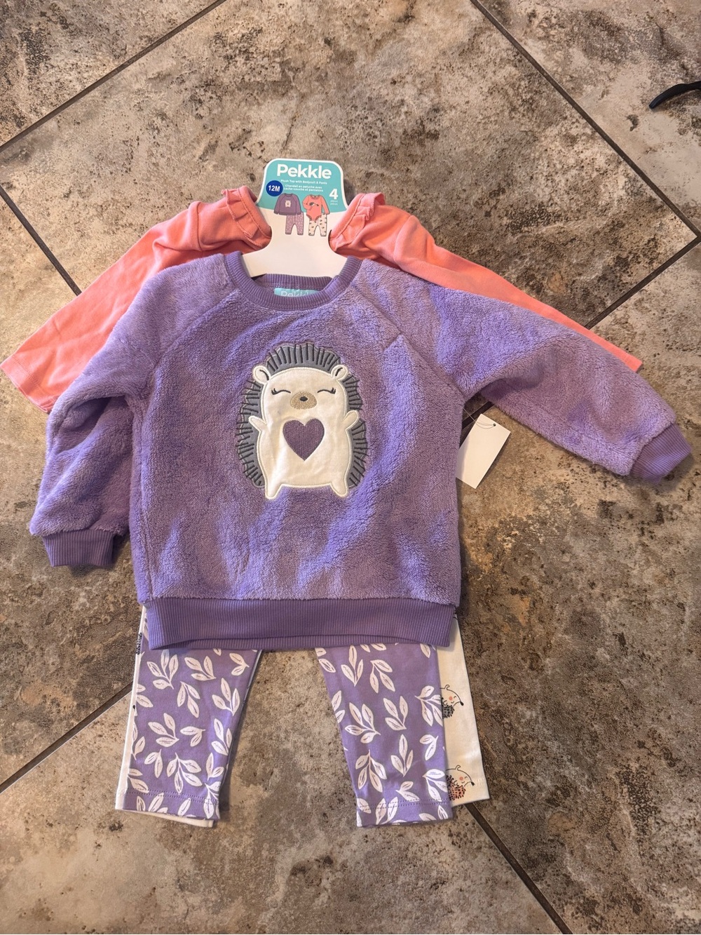 NWT Pekkle Infant 4-Piece Plush Outfit Set Baby Toddler Girl Size 12 Months